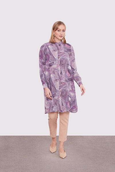 Levidor Lilac Abstract Reflection Patterned Tunic