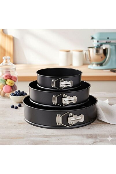 DAMMERUN 3’lü Kelepçeli Kek Kalıbı Seti – 24 cm, 26 cm, 28 cm Yuvarlak