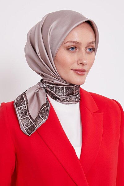 Levidor Μεταξωτό μαντήλι καφέ καφέ με λεοπάρ ριγέ