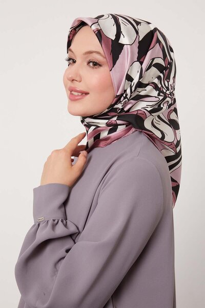 Levidor وشاح حريري بنمط الزنبق الوردي