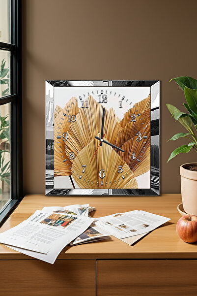 Zevahir Mobilya Dekorasyon Silver Framed Gold Leaf Themed Decorative Mdf Wall Clock