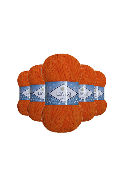 LaVita Yarn Ață de tricotat manual din catifea velur 100% poliester 500gr 5 b...