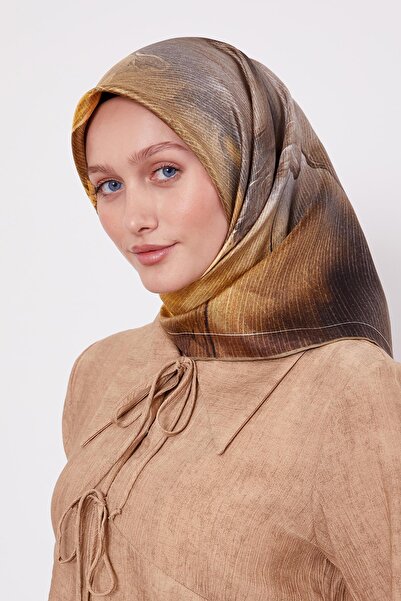 Levidor وشاح حريري منسوج بنمط التويل البوهيمي باللون الأخضر الزيتي