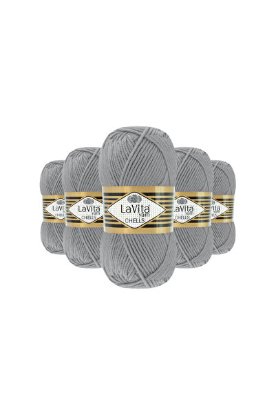 LaVita Yarn Chells Hand Knitting Yarn 100% Acrylic 500Gr 5 Pcs (9801 Gray)