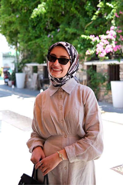 Levidor وشاح حريري أسود بنمط زهور مختلطة