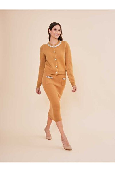 SERPİL Zincir Detaylı Triko Etek ve Hırka Takım 50445