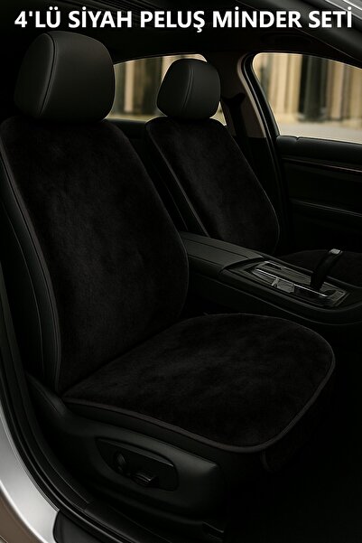 AYAZGRUP Set de perne pentru scaune auto din pluș negru (SET COMFORT 4 PIESE)