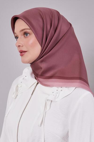 Levidor A.Pink Twill Silk Scarf with Border Edge