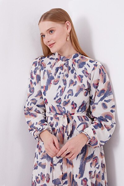 Levidor Φόρεμα με λεπτομέρεια με βολάν με μανίκια Indigo