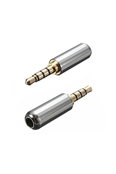 Koodmax 3.5Mm Stereo Jak 3 Pin 4 Boğumlu Metal Konnektör - Lehim Tipi Jack - Gri
