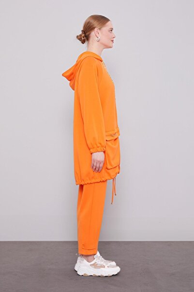 Levidor Orange Chain Detail Zippered Double Suit