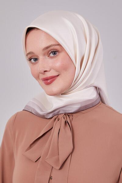 Levidor Salmon Twill Silk Scarf with Border Trim