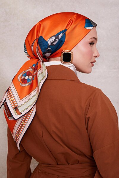 Levidor Orange Twill Silk Scarf Lunera Collection