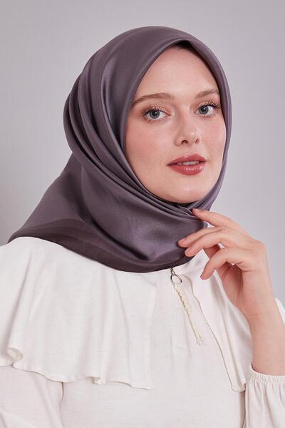 Levidor Dark Brown Twill Silk Scarf with Border