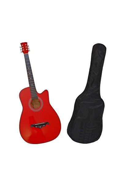 Depox ® wooden classical guitar, Red Raven, 95 cm, Cutaway model, red, case included
