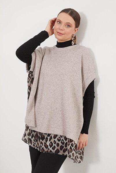 Levidor Vi̇zon Leopard Tulle Detailed Tunic