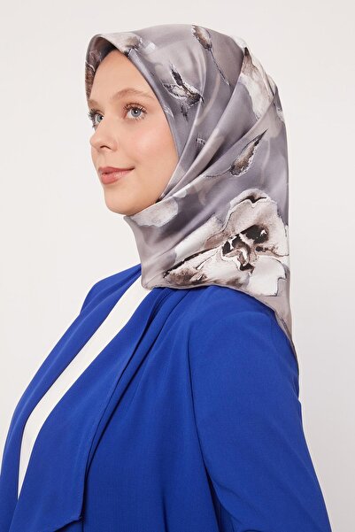 Levidor وشاح حريري من قماش التويل على شكل زهرة اللوتس باللون الرمادي