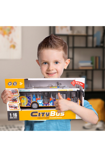 MalPlay City Service Yellow interactive bus for children, realistic design, moving doors, sounds and l