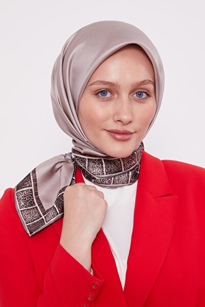 Levidor Μεταξωτό μαντήλι καφέ καφέ με λεοπάρ ριγέ