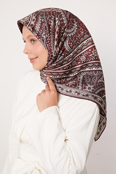 Levidor K.Burgundy Mixed Indian Pattern Twill Silk Scarf