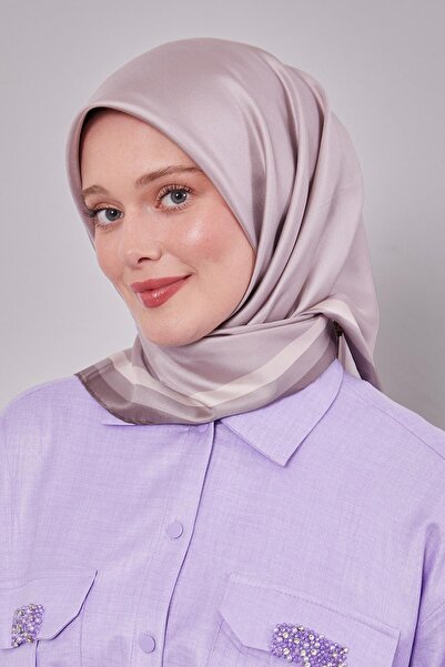 Levidor A.Mink Twill Silk Scarf with Border Edge