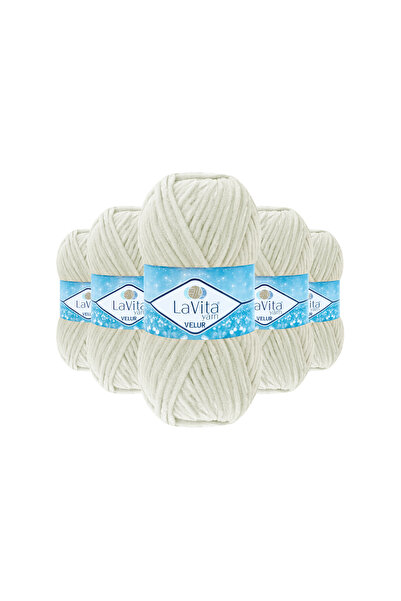 LaVita Yarn Velur Kadife El Örgü İpi %100 Polyester 500gr 5 ADET (1011 KREM)