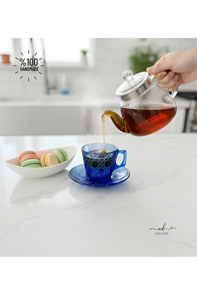 AKDEN STORE Kesme Dekor El İşçiliği 12 Parça Çay Fincanı,Double Kahve Fincanı...