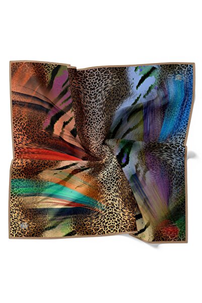 Levidor Mink Mixed Leopard Pattern Twill Silk Scarf