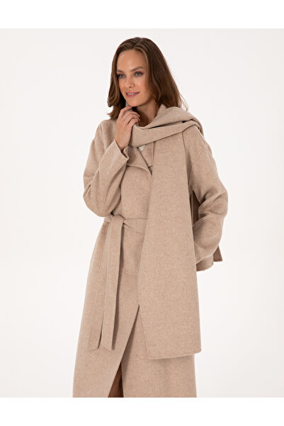Pierre Cardin Beige Melange Regular Fit Cashmere Coat 50309079-Vr156