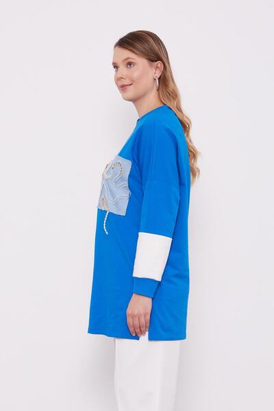 Levidor μπλε κοβαλτίου Φούτερ με λεπτομέρειες από τζιν