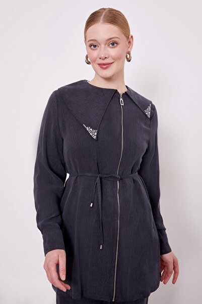 Levidor Mendil Yaka Taşlı İpek Cupra İkili Takım