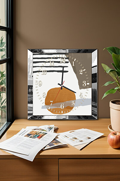 Zevahir Mobilya Dekorasyon Silver Framed Time's Core Themed Decorative Mdf Wall Clock