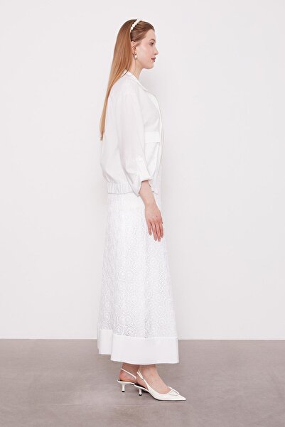 Levidor White Floral Lace Skirt Set