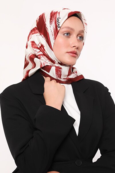 Levidor وشاح حريري بنمط فرشاة حمراء