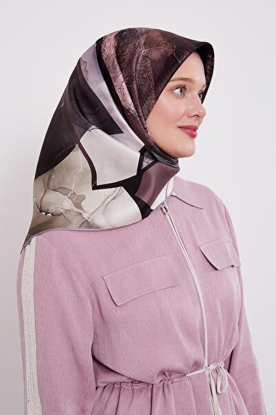 Levidor Lilac Marble Pattern Twill Silk Scarf