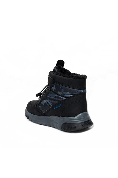 CEZY Ανθεκτικά, Ορθοπεδικά, Με Γούνα, Με Ταινία Velcro, Μαύρα-Σαξ Παπούτσια για αγόρια