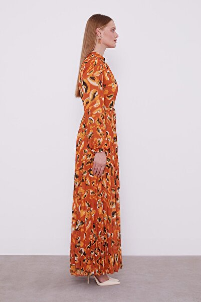Levidor Φόρεμα με λεπτομέρεια με μανίκια με βολάν σε πορτοκαλί χρώμα