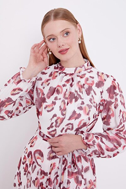 Levidor Φόρεμα με λεπτομέρεια με βολάν σε μπορντό χρώμα