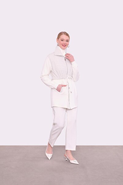 Levidor Ekru Tüvit Üst Detaylı İkili Takım