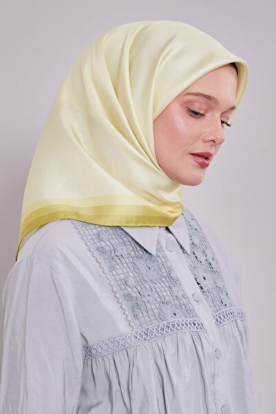 Levidor Twill Silk Scarf with Yellow Edge Border