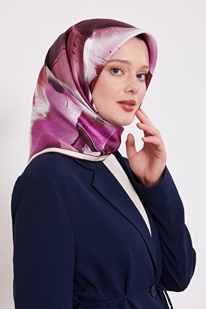 Levidor Cherry Reflection Leaf Pattern Twill Silk Scarf