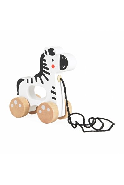 Tooky Toy Jucarie de tras/impins din lemn, Zebra