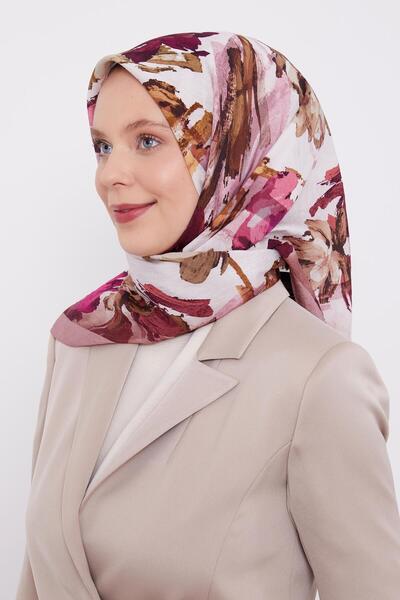 Levidor وشاح حريري بنمط تجريدي على شكل وردة