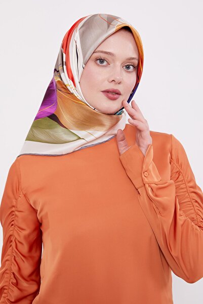 Levidor وشاح حريري رفيع بنمط أوراق الشجر باللون الرمادي