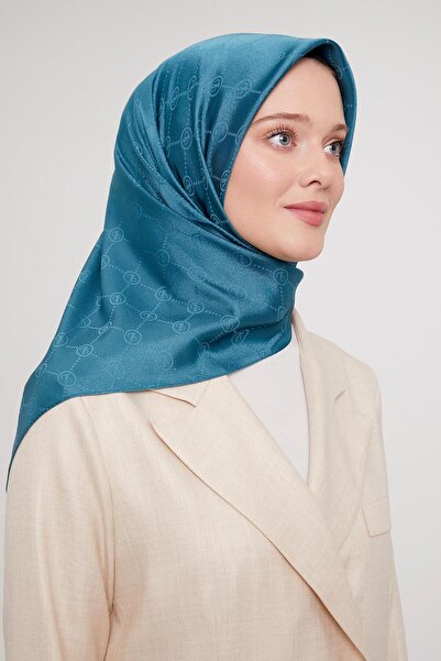 Levidor وشاح جاكار كريستالي مطبوع باللون الأزرق البترولي