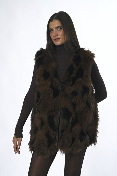 ABBRA Women's Lined Vegan Fur Vest