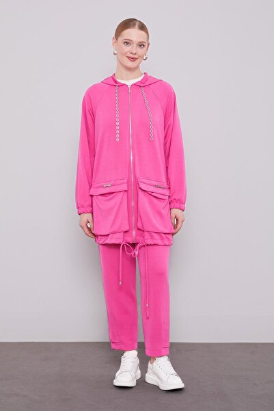 Levidor Fuchsia Chain Detail Zippered Double Set