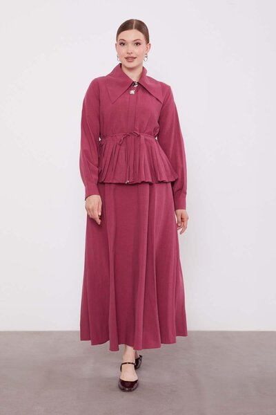 trender Rose Pleated Hem Cupra Skirt Set