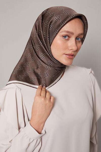 Levidor وشاح حريري من نسيج التويل بنمط البرسيم البني الصغير