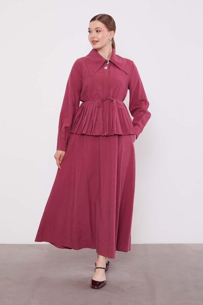 trender Rose Pleated Hem Cupra Skirt Set